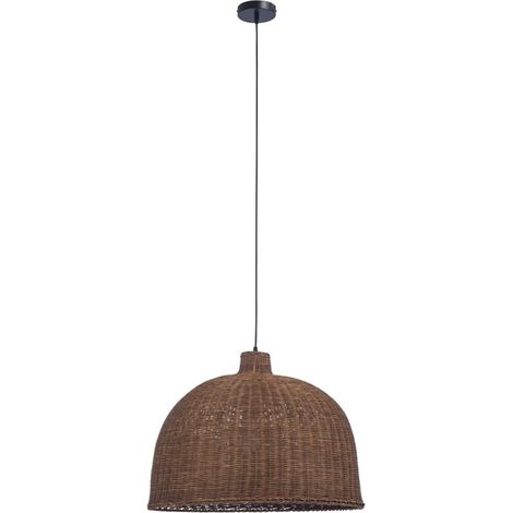 Lampada a sospensione Cortic in rattan naturale per lampadina E27