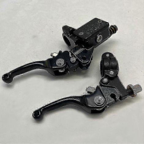 Levier de frein et d'embrayage pliable unique pour moto avec pompe avant pour CRF, KLX, YZF, RMZ, moto tout-terrain, leviers de maître-cylindre hydraulique 100-130 mm (noir court) (1/5)