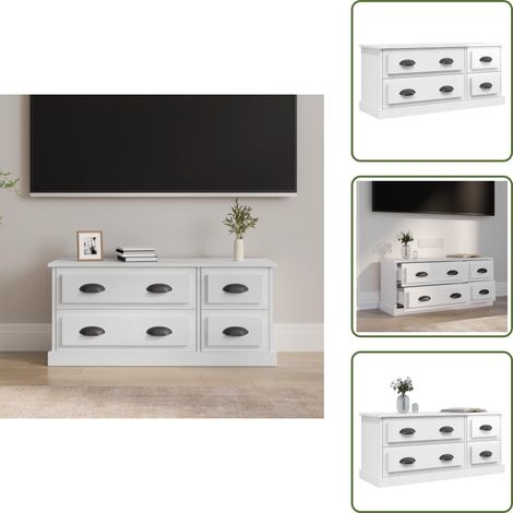 Mobile TV Legno Multistrato - vidaXL Mobile Porta TV Bianco Lucido 100x35,5x45 cm Legno Multistrato -