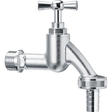 BEBUSINGOTO Gartenhahn mit Schlauchanschluss und Schnellkupplung, Wasserhahn, 1/2-Zoll-Zulauf – Pilzventil, Auslaufhahn (1/4)