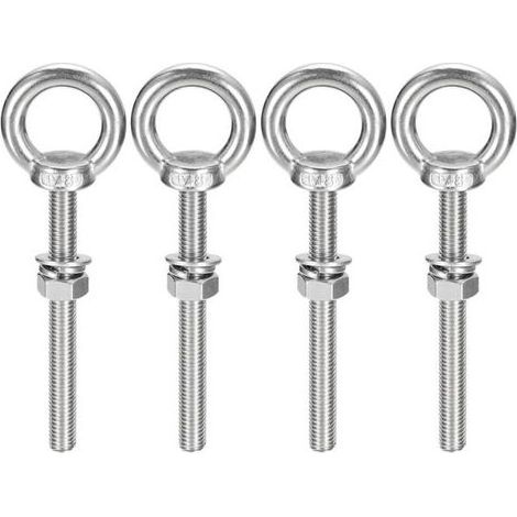 4pcs M8 x 100mm Eye Bolts M8 Ring Screw with Metric Thread Stainless Steel for Fixing and Hanging (1/5)