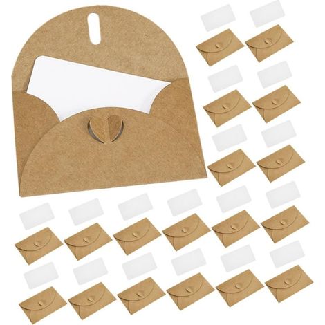 50er-Packung Mini-Kraftpapierumschläge mit weißen Blankokarten (1/5)