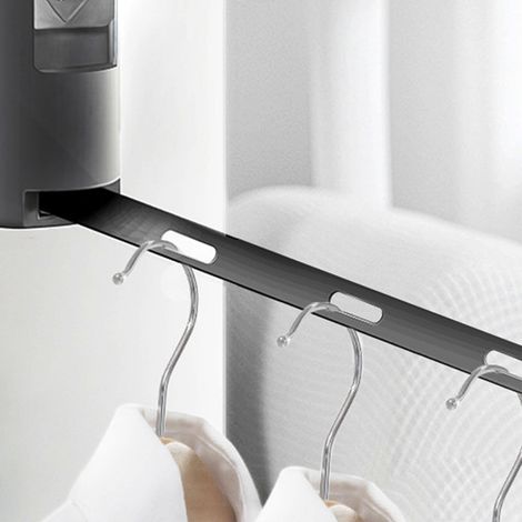 Étendoir à linge invisible sans perçage pour balcons, hôtels, maisons d'hôtes, portants à linge minimalistes d'intérieur, portants à linge rétractables, noir pour salle de bain. (1/5)