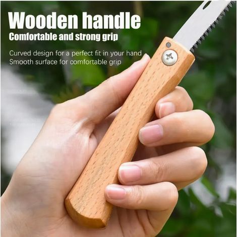Mini scie pliante en noyer Scie pliante, scie à main portable d'extérieur, scie à bois domestique, petite scie à main à denture fine pour bois dur (1/4)