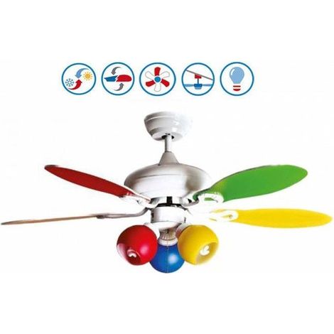 Colore de Purline By KlassFan un ventilateur de plafond avec point lumineux réversible pales bi faces blanches ou multicolore. (1/5)