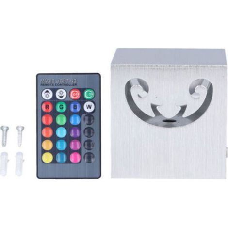Applique murale aluminium LED RGB 3W, conception creuse, télécommande 24 touches, orientation 360°, adaptée chambre 85-277V。 (1/4)