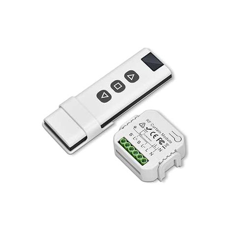 Kit de Commande de Volet Roulant Sans Fil, Interrupteur Module Volet Roulant Contrôle de Portée 100M, Télécommande RF+Module Récepteur, Telecommande Volet Roulant pour Stores, Auvents (1/5)