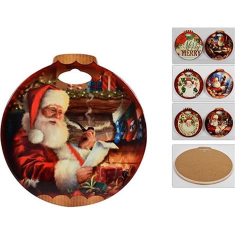 Sottopentola natalizio 20CM decorazioni di natale addobbi cucina per idea regalo set da 4 decori assortiti babbo natale (1/4)