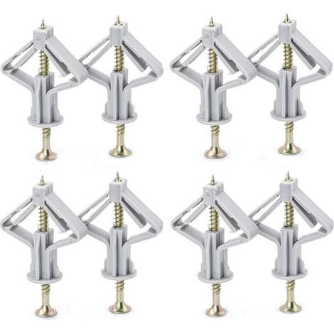 Lot de 50 chevilles et vis pour plaque de plâtre - Fixation murale robuste - En plastique - Tube d'expansion avec vis à tête fraisée - Pour cloison sèche creuse, cavité - Supports muraux pour TV (1/5)