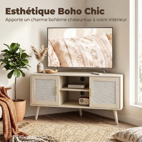 Meuble TV d'Angle 115 cm pour Téléviseur jusqu'à 65 Pouces Chêne (1/5)