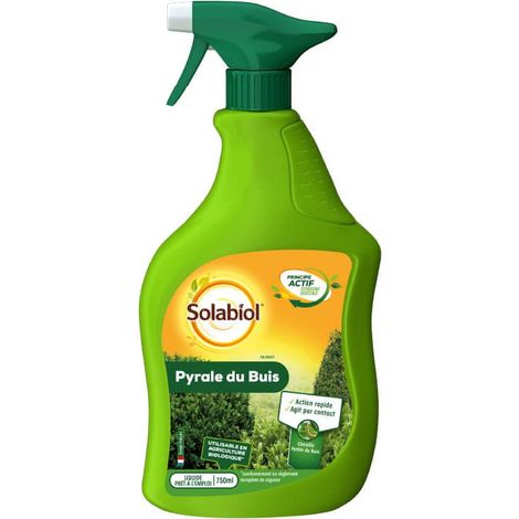 Insecticide biologique pour pyrale du buis – Action choc sur larves et chenilles – Formule à base de Bacillus thuringiensis – 750 ml – Solabiol - SOPYRPAL750N