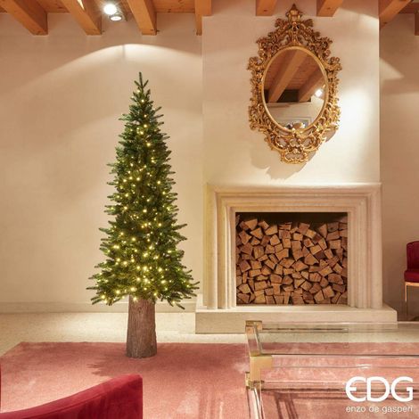 EDGEnzo De Gasperi Albero di Natale Pino Slim H 180 Cm 360 Miniled D 71 Cm Uso Interno Verde