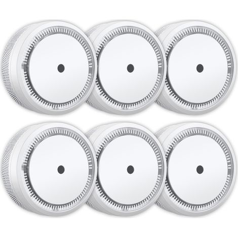 6er Set ELRO Optischer Rauchmelder mit 10 Jahres Batterie, Mini Ø 7,2cm, Weiß