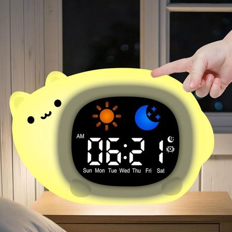 Veilleuse 3D apaisante pour enfants de 1 à 6 ans avec 6 sons de la nature, capteur antichute et chargement USB (coffret cadeau bébé/garçon/fille) Chaton (1/5)