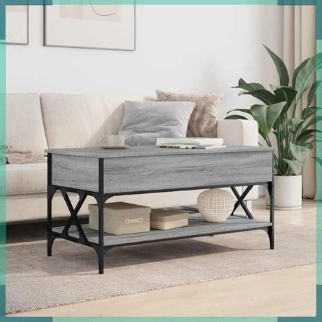 Table basse - 845359 - Sonoma gris - Bois d'ingénierie et métal - 100 x 50 x 50 cm (1/5)