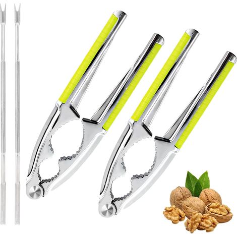 Cascanueces fácil de usar, juego de 4 piezas, cascanueces verde con 2 agujas para nueces, pacanas y otros frutos secos - Herramienta fácil de usar (1/5)
