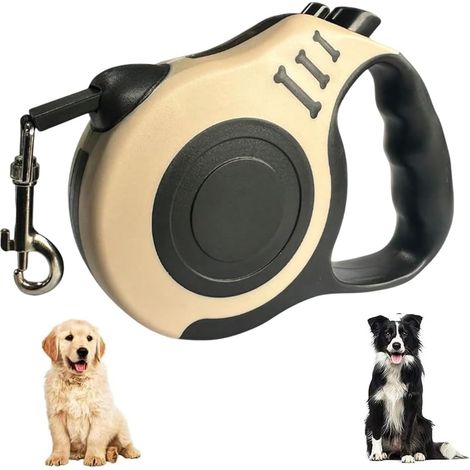 Einziehbare Hundeleine, 1 Stück, 5 m Länge, fortschrittliches ergonomisches Führungssystem für Haustiere bis 15 kg (Beige) (1/5)