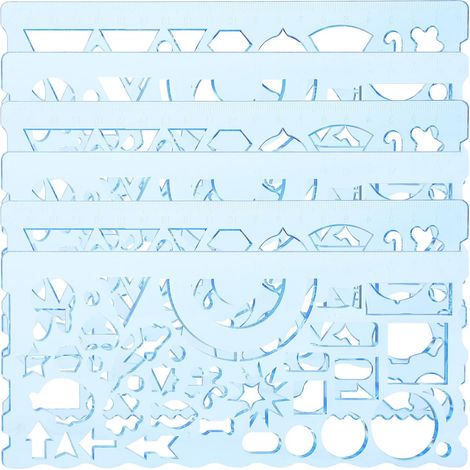 PLAFOPE Ensemble de 6 règles à dessin multifonctions en plastique (1/5)