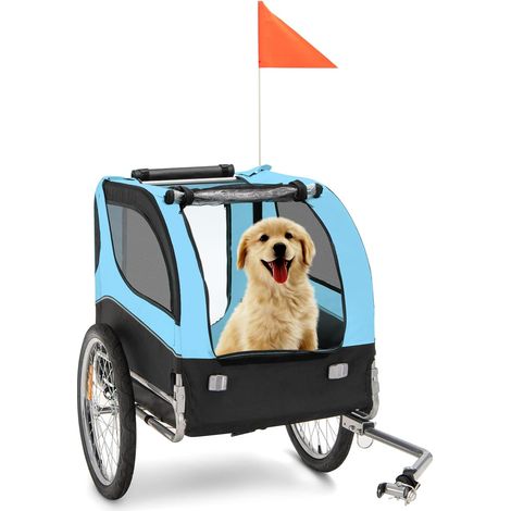 Goplus – Remorque de vélo pour chien – Charge 40 kg – Grandes roues tout-terrain – 3 entrées zippées – Tissu Oxford imperméable