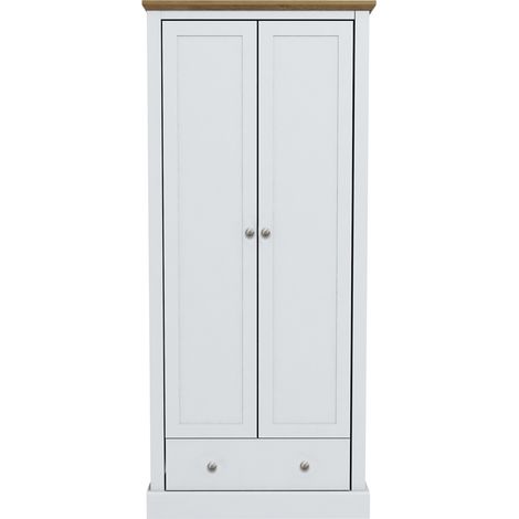 Devon 2 Door Wardrobe - Particle Board - L56 x W79.7 x H181.5 cm - White (1/3)
