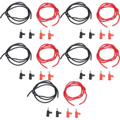 Kit de 5 cordons de test banane, fil de test de 4 mm, câble de 1 mm², 30 V CA / 60 V CC, 19 A (1/5)