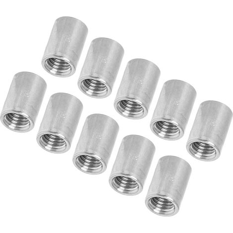 Runde Gewindemuttern M12x1,75 L35mm, Packung mit 10 Innengewindeverbindern aus Edelstahl 304 für Gewindestangen, robuste und langlebige Befestigung. (1/5)