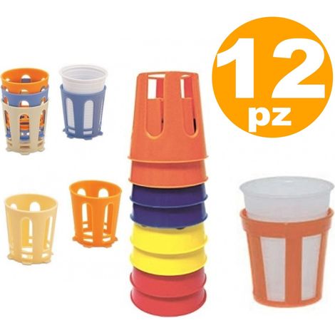TrAdE Shop Traesio - 12 Pz Sottobicchieri Reggibicchieri In Plastica Reggi Sotto Bicchieri Bicchiere -