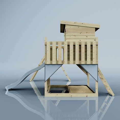 PolarPlay Spielturm Aksel aus Holz in BlauTrapezstange