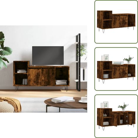 Mobile TV con scomparti - vidaXL Mobile TV Rovere Fumo 100x35x55 cm in Legno Multistrato -