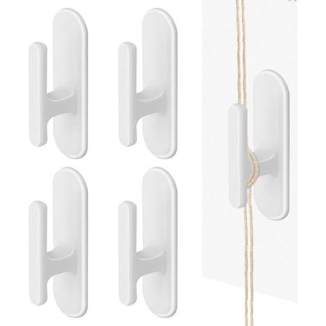 Lot de 4 Crochets adhésifs pour Cordon de Store, Crochets adhésifs pour Enrouleur de Cordon de Store (Blanc) (1/5)