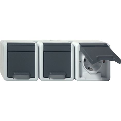 Gira 3f-SCHUKO-Steckd. waager. KD WG AP Grau [478930], 4789 30 (1/5)