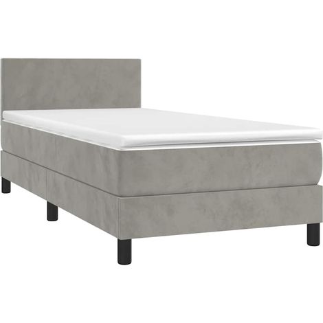 Box Spring Bed with Mattress&LED Light Grey 80x200cm Velvet vidaXL