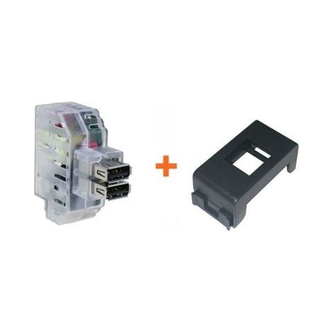 Fanton caricatore doppia USB A 5V 2,4A compatibile Abb Elos nera - 82892-EN