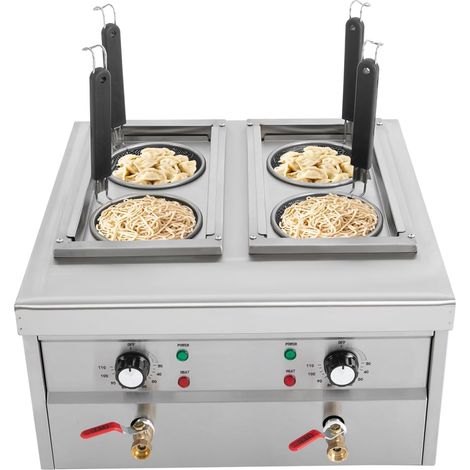 Macchina per la cottura della pasta elettrica professionale con indicatore di temperatura regolabile, 4 cestelli con coperchio e maniglia, per centri commerciali, cucine, ristoranti