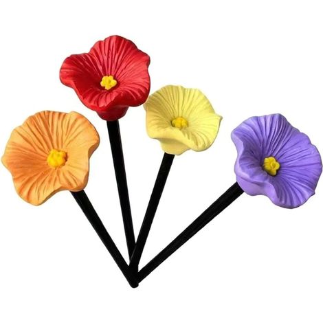 Ensemble de 4 piquets de fleurs en céramique pour source d ' eau de rucher, outil de placement de tasse de pollinisateur avec forme de 4, 5 x 23 cm pour les zones de jardin et les de colonies (1/5)