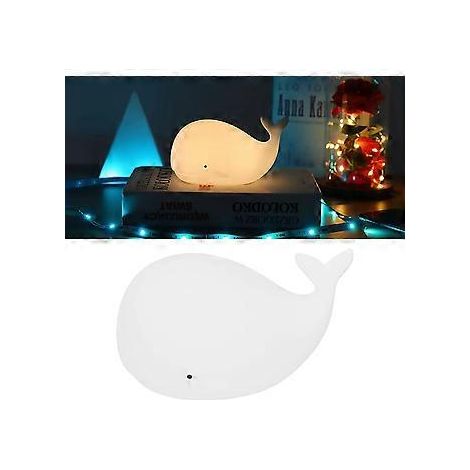 Veilleuse USB 1200 mAh, 7 couleurs, forme de baleine, 1,3 W, blanche (1/3)