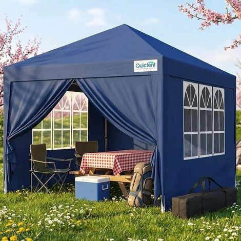 Faltpavillon 3x3m wasserdicht mit Seitenwänden, UV-Schutz 50+, Stahlrahmen, blau (1/5)