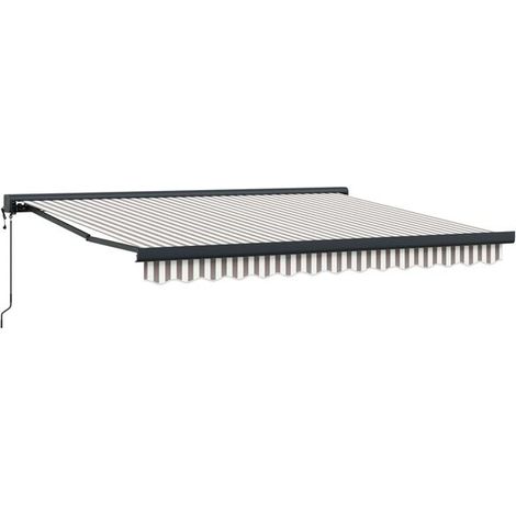 Store gris clair et blanc, 300 x 250 cm, en polyester et aluminium. (1/5)