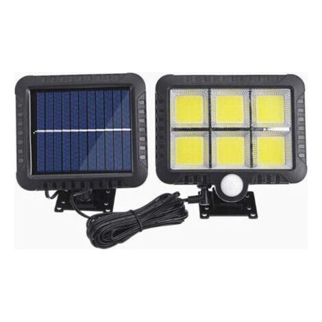 Projecteur LED extérieur avec panneau solaire, détecteur de mouvement et télécommande - (1/4)