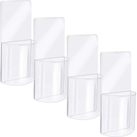 4 Pieces Wall-Mounted Storage Box Remote Control Holder Transparent Acrylic Media Organizer (1/5)