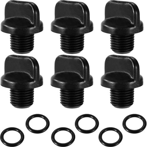 Set di 6 tappi di scarico e 6 guarnizioni O-ring di ricambio, guarnizioni resistenti per tubi flessibili di pompe per piscine, accessori per lo scarico di riscaldatori per piscine e spa. (1/5)