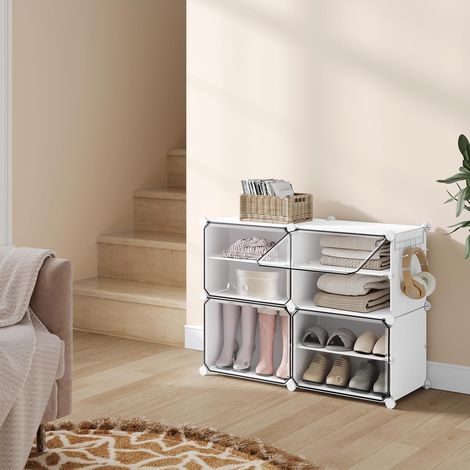 WOLTU Scarpiera 4 Scomparti Scarpe 16 Paia Salvaspazio Bianco