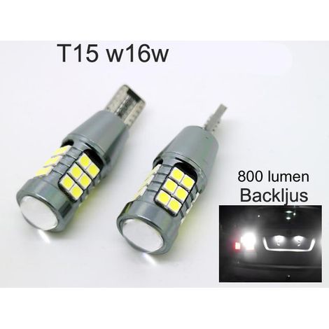 Feu de recul T15 W16W 921 912 906, LED 800 lumens, 27 puces 6000K, lot de 2 (1/5)