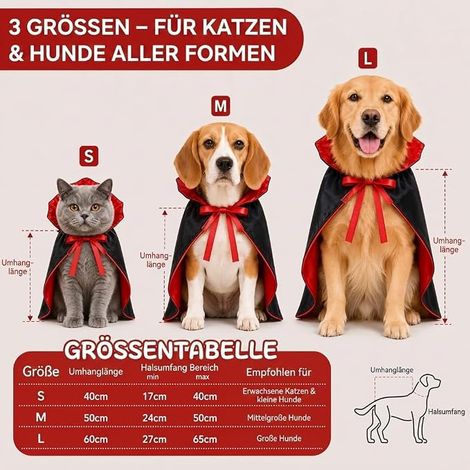 Costume pour chien - Cape avec col et fermeture - Costume pour chiens (S) (1/4)