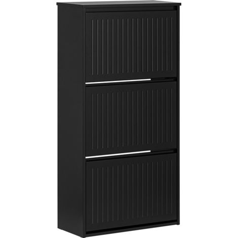 SoBuy 3 Flip-drawers Shoe Cabinet Shoe Rack Black,FSR165-H-SCH