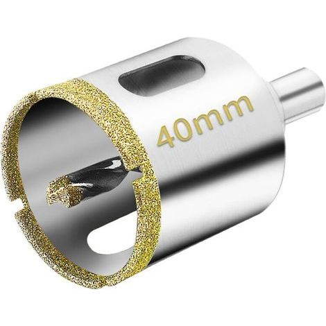 2 pièces Scie Cloche Diamantée 40 mm avec Foret Guidage de Centrage, Scie Cloche Carrelage avec revêtement diamant, Foret trépan Diamant pour verre, carrelage, céramique, marbre, granit (1/5)