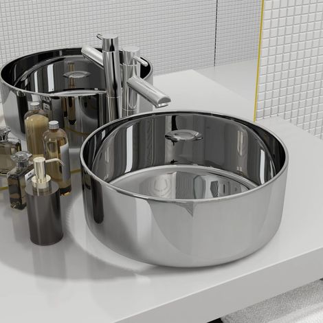 Lavabo 40 x 15 cm en céramique argentée