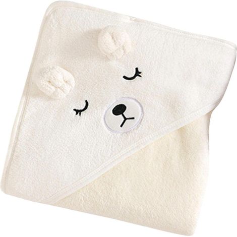 1 Serviette Bain, Capuche, Fibre Polyester, 80x80cm, Gant Toilette, Bébé Garçon Fille