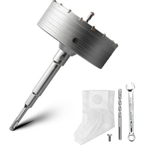 Kit couronne de forage creuse de 130 mm avec adaptateur SDS plus de 220 mm et foret de centrage de 8 x 110 mm, couronne de forage pour maçonnerie et béton (1/5)
