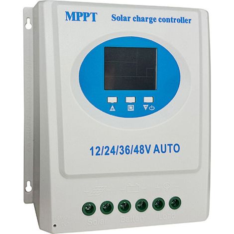 Contrôleur de charge solaire MPPT 120 A 12 V 24 V 36 V 48 V, adaptatif automatique avec écran LCD à lumière noire, régulateur intelligent pour batteries au plomb-acide et lithium, deux po (1/3)
